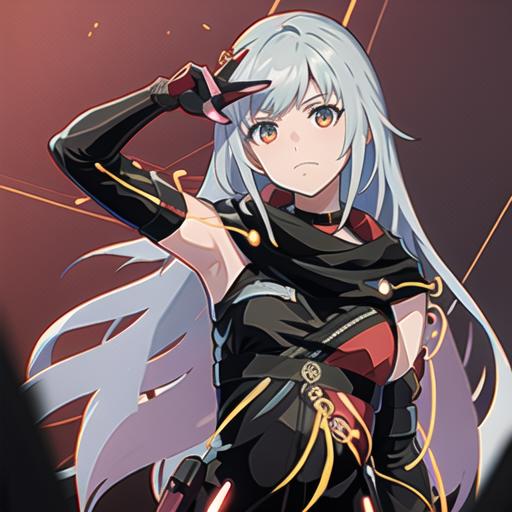 A close up of a person with long hair and a sword - SeaArt AI