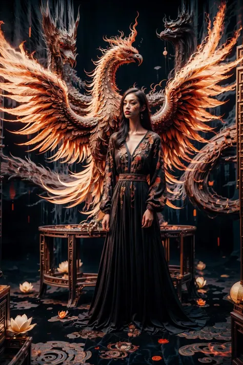 1 girl,queen,full_body,fire tree,Phoenix of Sora,<lora:PhoenixSora:0.8>,
very long hair,red eyes,small_breasts,large_wings,china_dress,chinese_style,hanfu,
dark,realistic,reality,best quality,full moon,mountain,cirrus_floccus,magic circles,traditional_chinese_room,sword,wide_shot,<lora:add_detail:0.7>,<lora:绪å¿-彿½®ç»é£ guochao:0.9>,<lora:gpts4 lite dreamwave_278580:0.4>,