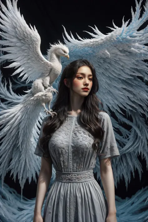 A girl wearing a long dress danced and performed a prayer ritual in front of a giant stone gate,a giant ice phoenix lurked in the sky,(Phoenix of Sora:1.2),<lora:PhoenixSora:0.7>,
very long hair,sword,wide_shot,<lora:add_detail:0.6>,a rocky cliff,
mythology,fantasy,drama,dreams,detail,(flower:1.2),(ice:1.2),<lora:GPTS4 dreamwave full_478773:0.8>,<lora:GoodHands-beta2:0.9>,<lora:irene_v70:0.6>,
