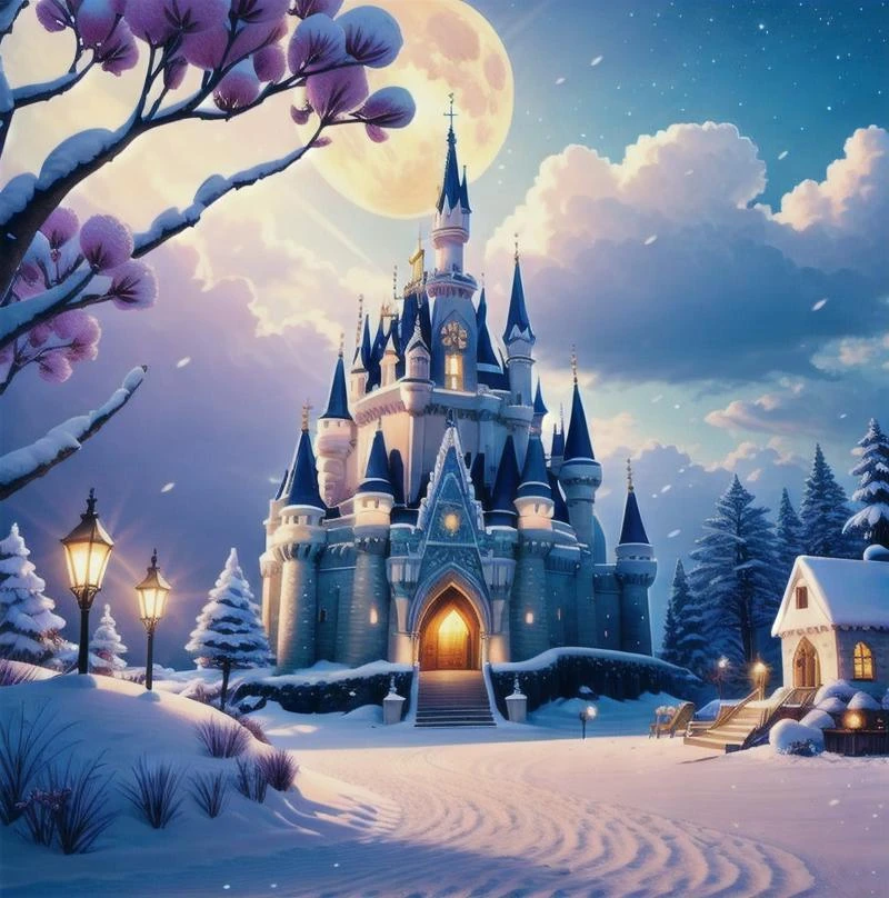 castle, flowers, delicate scene, sky,white clouds,and sunlight shine on the snow-white beach. flowers roses and shiny large shells, diamond crystal, on the beach, fantasy, sky night , moon, smoke , fire, photo, HD, 8K ,