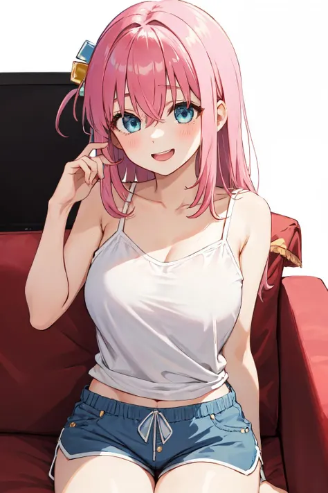 (Highly detailed CG Unity 8k wallpaper), (Best Quality), (Super Detail), (Best Illustration), (Best Shadow), POV, Realistic lighting and shading, Natural light, Lens flare effect, BREAK, 1 beautiful girl, Solo,(Cute:1.5),(Chibi:0.8), (kawaii:1.5),(Lori:0.5), BREAK, ( (17 years old girl), Very detailed, colourfull, highest details, BREAK, (Huge breasts: 1. 2,), Clear skin, Beautiful skin, Shy skin, 1 beautiful girl,{Heterochromia,pale blue eyes,pale green eyes:1.5}, star eye silhouette, Break HA , (Pink hair wet with sweat, Medium length:1.2),(Braided hairstyle:1.1),(Large breasts:1. 5), (long eyelashes, Double eyelids: 1. 2), Solo, gleaming skin, BREAK,(Cargo pants with belt, Wet tank top, no-bra, are protruding,sneakers
:1.2), (star-shaped earring:1.1), (Lace headband:1.0), (Cute Accessories:1.3), (A smile,Happiness:1.1), (is standing,Slouched:1.3), (Full body,angle from bellow,Cowboy Shot:1.1), BREAK, (Pink Room, pink walls, bed, stuffed toy, PILLOWS, parrot,:0.8) Made of stone,
