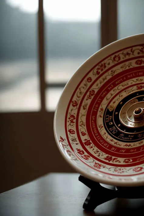 8k, close up portrait shot, RAW editorial photo of a Surreal Plate - a plate with a miniature carousel spinning and playing hauntingly beautiful music, cinematic shot, hard shadows, professional photo, complex, ultra-detailed, cinematic lighting, masterpiece, moody, dramatic, sharp focus, motion blur, noise, lens effects, scene by zach snyder, analog photography, award winning photo, depth of field, bokeh, ultra-detailed background, hard shadows, ray tracing, random angle shot, perfect textures, tactile textures,