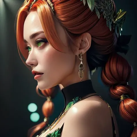 masterpiece, best quality, big chest, Detailed medium red hair braid, hair braid, beautiful, Detailed eyes, green eyes, Side view, Thick lineart, Hyperdetailed natural light, detailed reflection light, volumetric lighting maximalist photo illustration 64k, resolution high res intricately detailed complex, key visual, precise lineart, vibrant, panoramic, cinematic, masterfully crafted, 64k resolution, beautiful, stunning, ultra detailed, expressive, hypermaximalist, colorful, rich deep color, vintage show promotional poster, glamour, anime art, fantasy art, brush strokes, , 16k, UHD, HDR, (Masterpiece:1. 5), Absurdres, (best quality:1. 5), Anime style photo, Manga style, Digital art, glow effects, Hand drawn, render, octane render, cinema 4d, blender, dark, atmospheric 4k ultra detailed, cinematic sensual, Sharp focus, hyperrealistic, big depth of field, Masterpiece, colors, 3d octane render, concept art, trending on artstation, hyperrealistic, Vivid colors, , modelshoot style, (extremely detailed CG unity 8k wallpaper), professional majestic oil painting by Ed Blinkey, Atey Ghailan, Studio Ghibli, by Jeremy Mann, Greg Manchess, Antonio Moro, trending on ArtStation, trending on CGSociety, Intricate, High Detail, Sharp focus, dramatic, photorealistic painting art by midjourney and greg rutkowski Model: Lyriel v1. 5