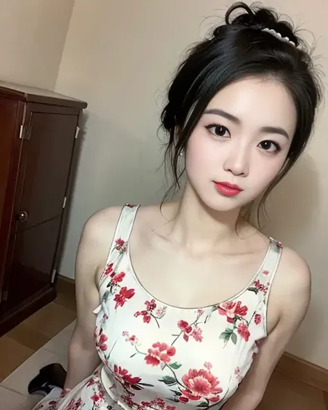 (photo realistic:1.35),(ulzzang-6500:0.65), masterpiece, best quality, detailed,
Free perspective,1girl, solo,Facial details,1girl, solo,Facial details,bridal gauntlets, china_dress, chinese_clothes,floral_print, dress, black_hair, print_dress, makeup, jewelry, lipstick, breasts, stiletto heels, {{{full body}}}, arm around back, looking at viewer,