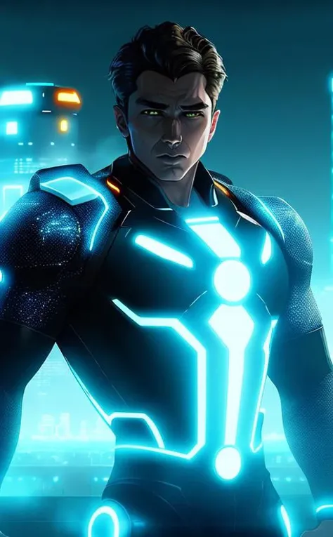 SeaArt Prompt: Arte realista, pele real, fantasia sombria, Cyberpunk, DC Mechanics, motosserra, chain saw man, vermelho:1.1, cybernetic guardian, robotic presence, 1 pessoa, Characteristics of a great hero