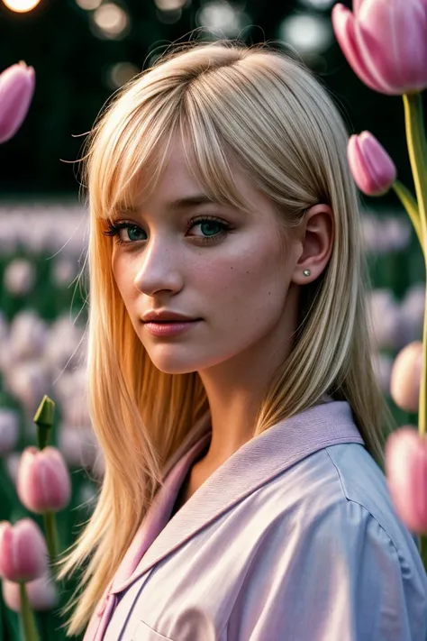 photo of beautiful (b3thb3hrs-135:0.99), a woman with perfect blonde hair, wearing Baby Pink (meiji schoolgirl uniform:1.1), (A tranquil, moonlit field of wild tulips:1.1), (closeup portrait), modelshoot style, (extremely detailed CG unity 8k wallpaper), professional majestic photography, (Leica M6 Camera), 24mm, exposure blend, hdr, faded, extremely intricate, High (Detail:1.1), Sharp focus, dramatic, soft cinematic light, (looking at viewer), (detailed pupils), 4k textures, elegant, ((((cinematic look)))), soothing tones, insane details, hyperdetailed, low contrast, (epicPhoto)