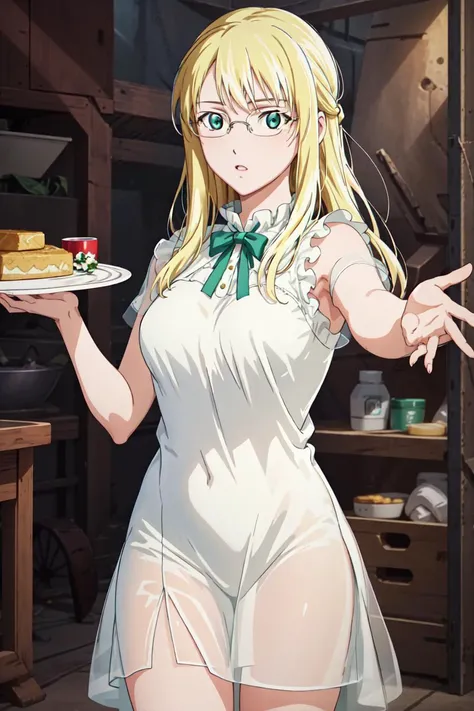 masterpiece, detailed, best quality, HD, UHD, best quality, highres, portrait, Posing as if throwing a frisbee, thin legs, very thin thighs,
sigyn_bb, green eyes, long hair, blonde hair, 1girl, solo, white sleepdress, sleepdress, glasses,
<lora:sigyn_bb:0.9>