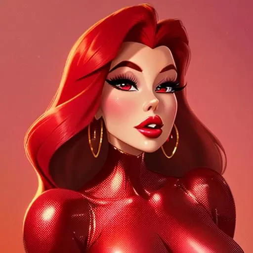 Jessica rabbit from disney, Disney artwork, upper body closeup, detailed face, beautiful , looking_at_viewer, open_mouth, red_dress, Constance-Anne Parker, stylized, concept art,