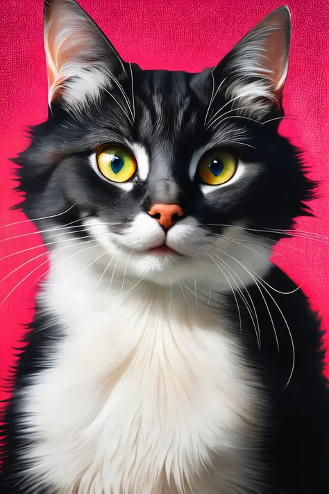 illustration, digital art, popart style, 
Cat, animal focus,
 digital painting, medium shot, sharp focus, 
focused, 
 cgsociety, analytical art, detailed,