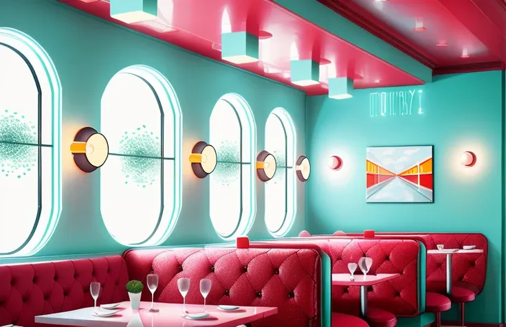 dreamlikeart analog style mdjrny-v4 style art deco restaurant interior