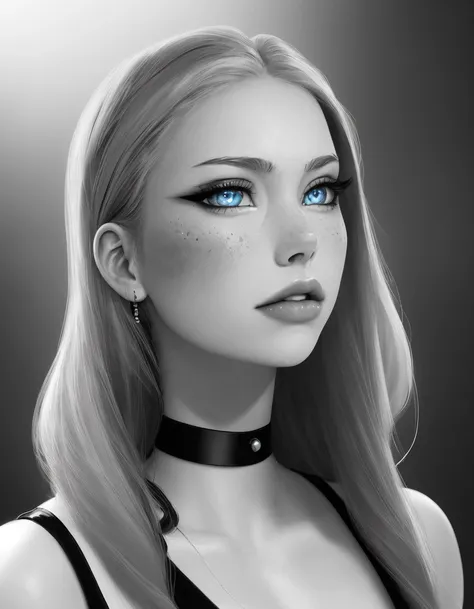(dreamlikeart style:0.5),( redshift style:0.9),(analog style:0.9), (studio_ghibli_anime_style style:0.9), (copeseethemald style:1),(thepit bimbo:1),(glossy sexy bimbo:1),

([Gina Carano|Emma Stone]:1.1),young woman,1girls, solo, closeup, detailed face,  symmetric, glossy braids, cute, cleavage, plunging neckline,  large round breast,  lips,
light goth esthetic, black and white, monochrome, selected color (blue realistic eyes:1.1), detailed pupils,

centered, looking away, profile, skin pores, subsurface scattering, detailed skin, imperfect, 
studio lights, sun spots on skin, high contrast,
[(dust particles:1.2)::0.2],(freckles:0.6),realistic proportions,
masterpiece, best quality, realistic, hyperrealistic,  sharp focus, absurdres, good anatomy, expressive eyes,