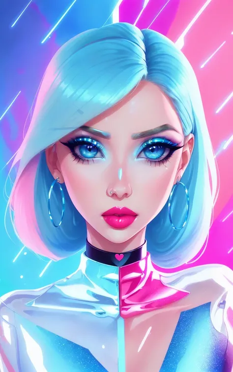 1girl, solo, (slutty bratty bimbo:1.1), fashion, shiny transparent jacket, latex crop-top, beautiful detailed blue_eyes, smile, twintails, blonde_hair, abstract geometric background, iridescent, chromatic aberration, medium shot,
[(colorful explosion psychedelic paint colors:1.2)::0.375],

magazine cover, cover art, illustration, studio shot, (anime:0.8),

shiny_skin,vax,3d,plastic,
choker, earrings, eyelashes, eyeshadow, lips, lipstick, jewelry, makeup, nose, parted_lips,standing, navel,

studio_ghibli_anime_style style, copeseethemald style