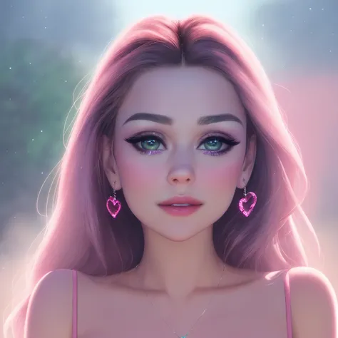 Ethereal, UHD, highly detailed, close-up photo taken from front, Radiant girl with Heart shaped face, looking to the camera, [helena boham carter|mila kunis], Thea Render, Super Telephoto Lens (400-800mm), ISO 12800, Olympus OM-20 DSLR Camera, Bioluminescent Algae