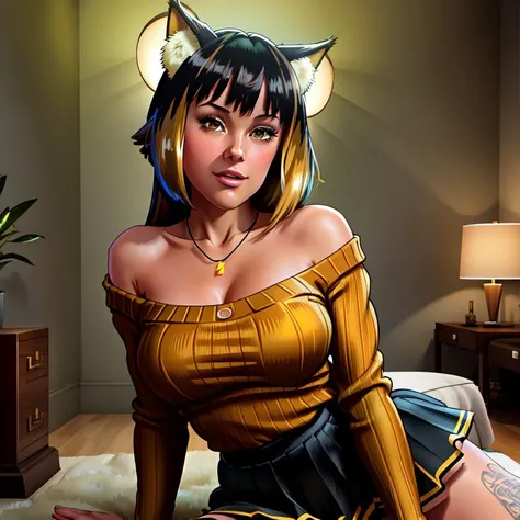 flashing naked pussy, (presenting pussy:1.3), Vintage 90's anime style, ((masterpiece, best quality)),(complex lighting) ,full body, solo, woman, HHUD, <lora:HUD3:0.9>, curvy, hmnc1, animal ears, tail, dark skin, multicolored hair, black thighhighs, off-shoulder sweater, pleated skirt, black skirt, jewelry, necklace, ribbed sweater, collarbone, <lora:nekoyo_chloe_v1:0.7>, cowboy shot, Laying down on one's back, A place forgotten by the world , wearing platform heels ,neutral , highly detailed face, A serene, moonlit graveyard with moss-covered tombstones and a peaceful aura , by hajime sorayama, greg tocchini, virgil finlay, with modern style, radiant light, unreal engine