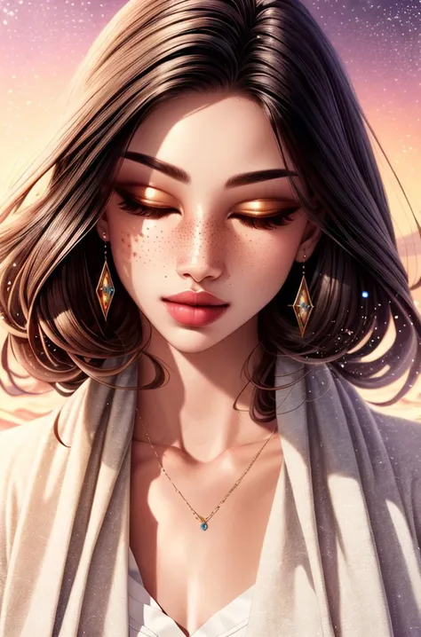 (best quality, masterpiece:1.2) , 1 girl, adult icelandic woman, freckles, ruby eyes, light brown prom hairstyle, Style-GravityMagic, solo, (full body:0.6), eyes closed, dreaming, detailed background, detailed face, (<lora:MahabharataPunkAI:0.6>, MahabharataPunkAI theme:1.1), dreamweaver, dark brown wizard clothes, cloak of whispers, dreambound jeweled pendant, wisps of thought-energy, enveloped in arcane dream aura, floating particles, casting net of threads, cosmic dream-like landscape in background, the dream realm, ethereal atmosphere, <lora:add_detail:0.7>