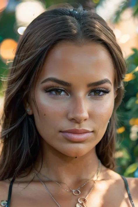 RachelBush, a photo of a beautiful woman, ((close up portrait, bokeh, rim lighting)), jewelry, makeup, 24mm, 4k textures, looking at viewer, realistic, 8k, dslr <lora:RachelBush_v1-000025:0.8>