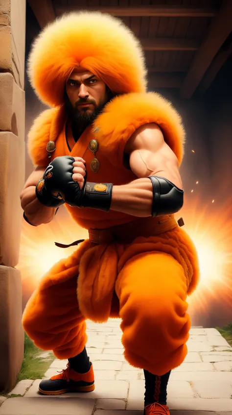 RAW photo,  <lora:FurryStyle:1> FurryStyle Orange  looking at viewer, solo, half shot, detailed background, detailed face, (<lora:Unholy:0.5>, Sc3pt4, scifi theme:1.1),  hair flowing in the wind, monk, dynamic pose, fighting stance, clenched fist, hitting,    martial arts themed clothes, sleeveless fighter clothes, eastern temple stairs in background,   depth of field, dynamic composition, epic eastern medieval atmosphere,, photorealistic
