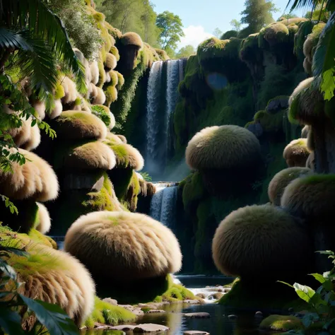 <lora:FluffyStyle:1> FluffyStyle a majestic waterfall hidden in a lush rainforest