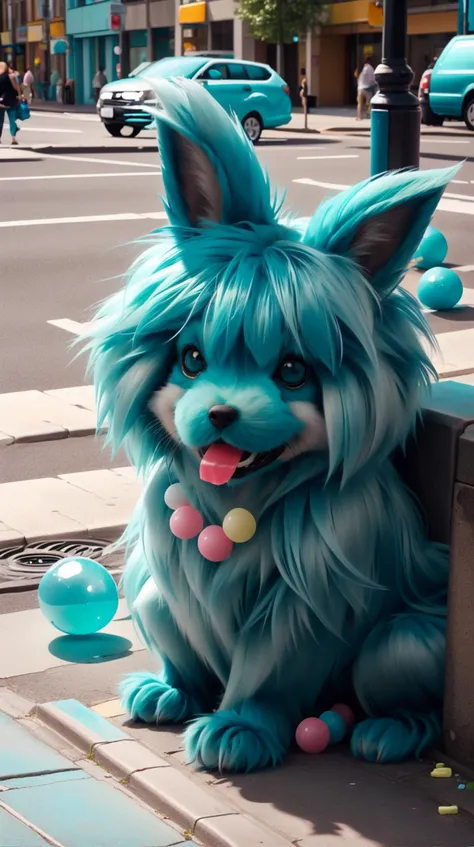 <lora:FurryStyle:1> FurryStyle Teal Chewing gum