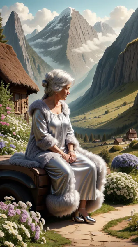 <lora:FurryStyle:1> FurryStyle Silver a fair-skinned elderly woman painting a picturesque landscape
