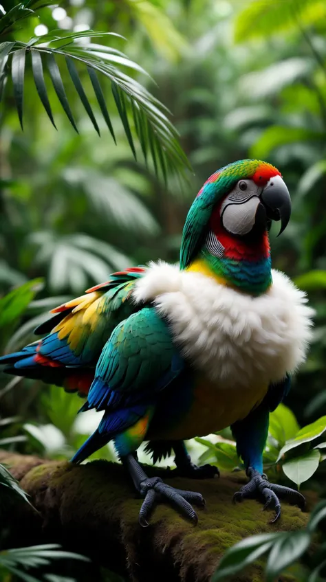 RAW photo,  <lora:FurryStyle:1> FurryStyle a robotic parrot squawking in a lush mechanical rainforest <lora:add_detail:0.5>  Intricate details