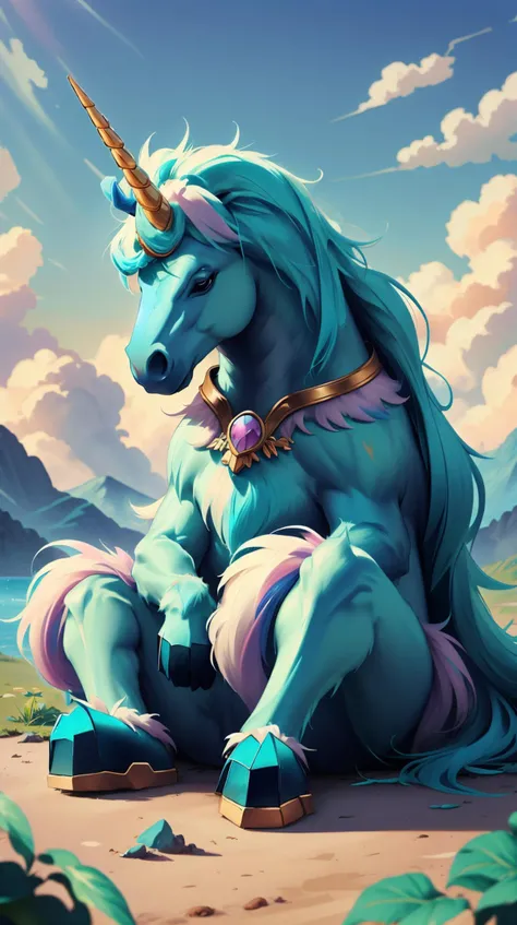 <lora:FurryStyle:1> FurryStyle Turquoise unicorn