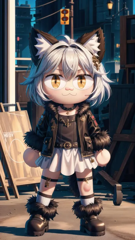 1girl,  <lora:FluffyStyle:0.8> FluffyStyle, BREAK,
 <lora:Neco-Arc:0.8> neco-arc, necopose, 1girl, full body, :3, cat ears, chibi, cat girl, cat tail, solo, slit pupils, BREAK,
body fur, furry,, masterpiece, best quality, hyperrealistic, extremely detailed, highly quality, 4k, sharp focus, professional photograph, sharp focus, award winning, cinematic lighting, octane render, unreal engine, volumetrics dtx, Wallpaper,