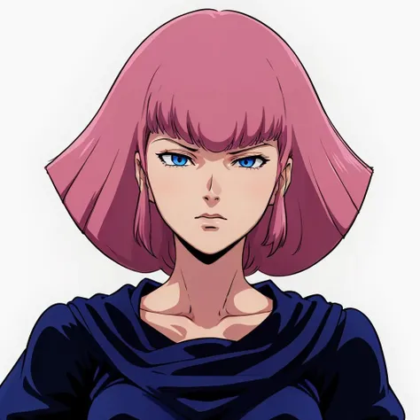 <lora:hamankarnB004:0.5>,solo,white background,face focus,
haman_karn,1woman,
haman_karn,1woman,pink hair,short hair,sidelocks,bangs,eyebrows,double eyelid,blue eyes,sharp eyes,aged up,
cape,black dress,collarbone,puff sleeves,