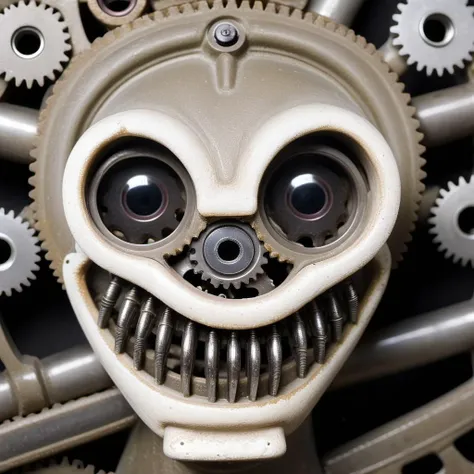p1c4ss0, portrait of a alien creature made with gears, gear eyes, gear mouth, gear nose <lora:p1c4ss0_003-step00028000:1.3>