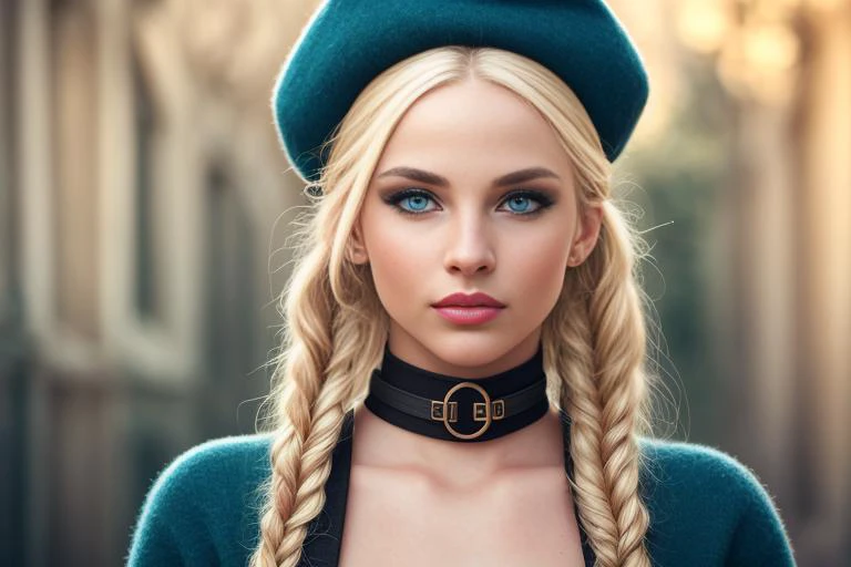 1girl sexy sexy Cashmere Scarf, <lora:cybergoth-fC_v1.0:0.1> cybergoth (wearing a teacher outfit,), suggestive 22yo <lora:cammy whiteV1:0.95> cammy white, blue eyes, blonde hair, very long hair, twin braids, red headwear, green leotard, fingerless gloves, harness, thighs, red socks, black footwear, ahoge , ((photorealistic), realistic face), medium breasts, beautifully detailed woman, realistic face, detailed mouth, extremely detailed eyes_and_face, beautiful attractive face, beautiful detailed eyes, (photorealistic), pronounced feminine feature, matte eyeshadow, eyelashes, eyeliner, perfect fit body, smooth skin, dynamic posing, toned body, flat belly, perfect feminine hands BREAK color HD photo, Nikon camera, (full-body shot, high quality photo, masterpiece), HDR, 8K resolution, analogue RAW DSLR, best quality, absurdres, vivid vibrant colors, skin pores, intricate detail, (intricately detailed face_and_eyes), realistic human hands, sophisticated detail, (realistic lighting, sharp focus), centerfold, bokeh, official art, 8k wallpaper, ultra high res, professional photography kkw-ph1