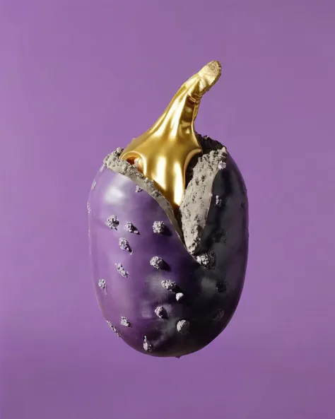 fast food's food shaped PVC:1.3, Concrete objects in it on a eggplant background:1.4, Carol Bove, aesthetic, a surrealist sculpture, aestheticism<lora:Chroma_Essence:1.0>