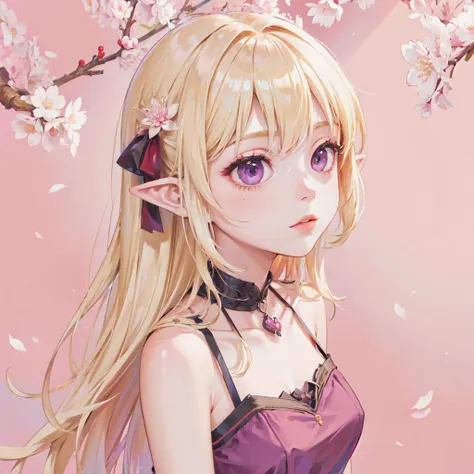 masterpiece, msks style, SLE, 1girl, blonde, purple eyes, pointy ears, bare shoulders, max detail background, cherry blossom scenery 
 <lora:double_exposure _128dim_locon_30e:1>