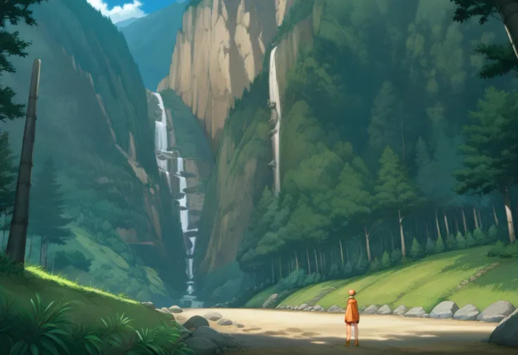 score_9, score_8_up, score_7_up, source anime BREAK,
source anime, an epic view of a forest and a mountain, a vast forest, scenery, landscape, orange theme, mist,