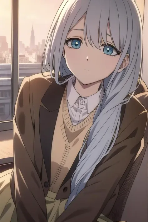 sayatakatori, <lyco:sayatakatori-lyco-nochekaiser:1>,
saya takatori, long hair, grey hair, hair over shoulder,
BREAK skirt, long sleeves, jacket, long skirt, brown jacket,
BREAK looking at viewer,
BREAK indoors,
BREAK <lora:GoodHands-vanilla:1>, (masterpiece:1.2), best quality, high resolution, unity 8k wallpaper, (illustration:0.8), (beautiful detailed eyes:1.6), extremely detailed face, perfect lighting, extremely detailed CG, (perfect hands, perfect anatomy),