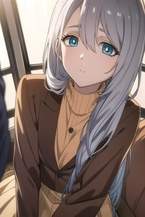 sayatakatori, <lyco:sayatakatori-lyco-nochekaiser:1>,
saya takatori, long hair, grey hair, hair over shoulder,
BREAK skirt, long sleeves, jacket, long skirt, brown jacket,
BREAK looking at viewer,
BREAK indoors,
BREAK <lora:GoodHands-vanilla:1>, (masterpiece:1.2), best quality, high resolution, unity 8k wallpaper, (illustration:0.8), (beautiful detailed eyes:1.6), extremely detailed face, perfect lighting, extremely detailed CG, (perfect hands, perfect anatomy),