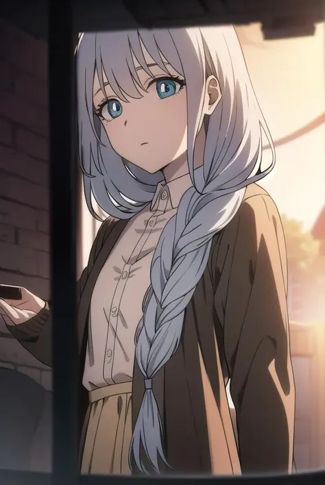 sayatakatori, <lyco:sayatakatori-lyco-nochekaiser:1>,
saya takatori, long hair, braid, grey hair, single braid, hair over shoulder,
BREAK skirt, long sleeves, dress, cardigan, long skirt,
BREAK looking at viewer,
BREAK indoors,
BREAK <lora:GoodHands-vanilla:1>, (masterpiece:1.2), best quality, high resolution, unity 8k wallpaper, (illustration:0.8), (beautiful detailed eyes:1.6), extremely detailed face, perfect lighting, extremely detailed CG, (perfect hands, perfect anatomy),