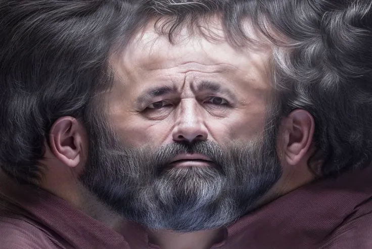 (face center:1.2), Head Texture, White male, age 50, wrinkles, brown eyes, dark hair with graying, beard with graying, natural skin texture <lora:Head Texture Map_v.1.0:1>