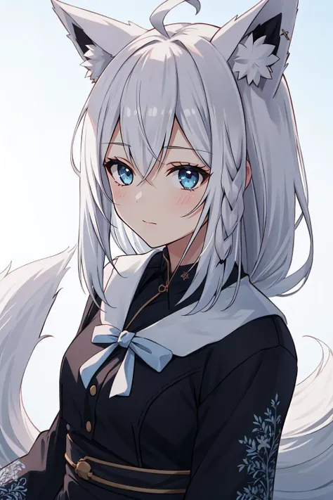 (masterpiece, best quality),  intricate details,
1girl,  <lyco:KitsuneAi-FBK-LoCon32V2:0.8> white hair, fox tail, fox ears,  blue eyes, white ahoge, 
none,   <lora:cowgirl_outfit_v0.1a:0.8> cowgirl outfit, fcPortrait, hotify, kkw-ph1, OverallDetail, prettify,  prettyeyes