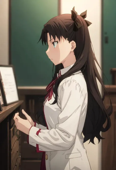 best quality, masterpiece, highres, solo, {tohsaka_rin_fatestaynightufotable:0.90}, 1girl, anime_coloring, profile, from_side