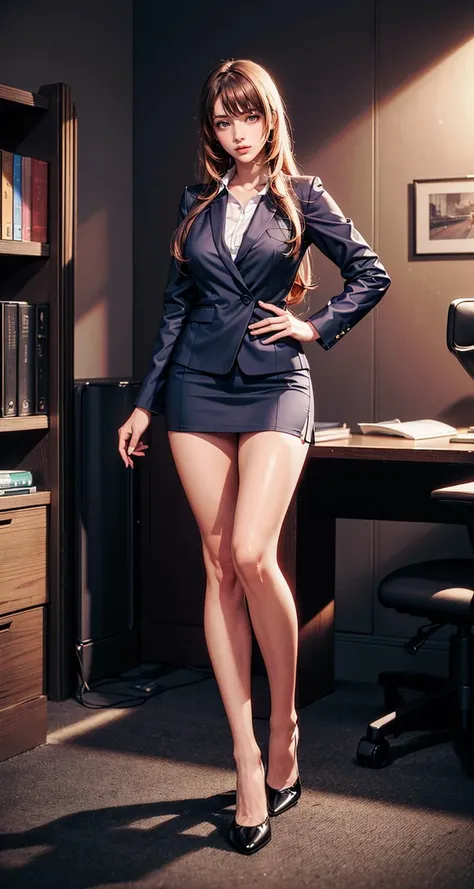 masterpiece,ultra highres,ultra detailed,best quality,
1girl,leggy,office lady,solo,full body,very long hair,gradient hair,