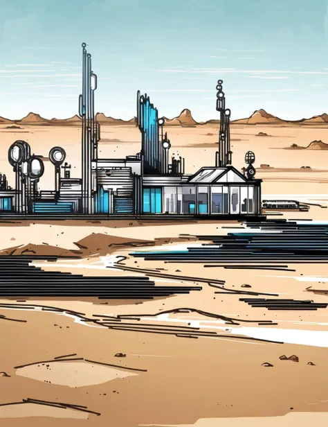 DonMC1rcu17Pl4nXL,2D,sketch,tech,coastal town villa in desert biome, <lora:DonMC1rcu17Pl4nXL:0.65>