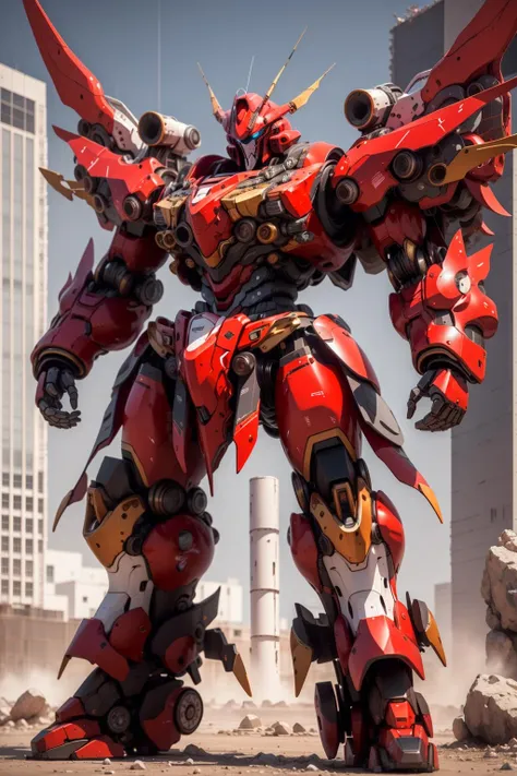 ((best quality)),((masterpiece)),((highres)),((detailed)), original,
RedColor, , no humans,robot,mecha,mecha wings, full body, strong, fat,huge,on the dust,
