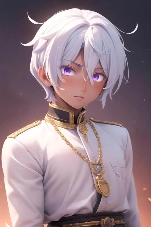 masterpiece, best quality, wallpaper, 1boy, solo, male focus, looking at viewer, upper body, , ligne claire, , <lora:noe_archiviste:0.70>, noe_archiviste, white hair, purple eyes, indian costume, islamic golden age, High definition