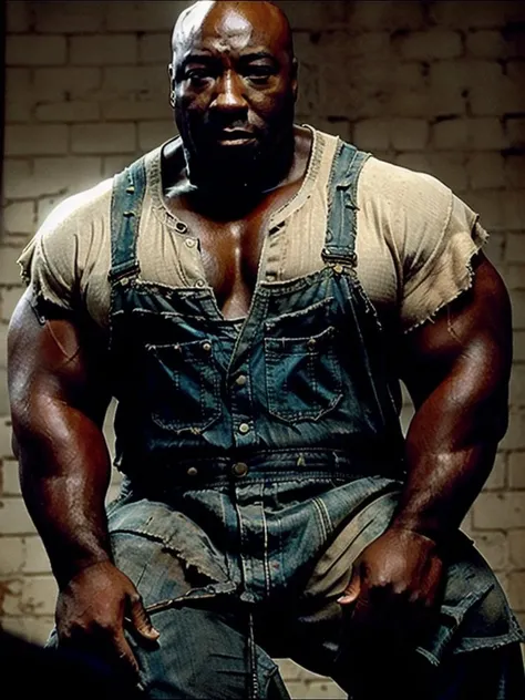 a black man enslaved in colonial brazil, angry and rebellious expression, looking at a large slave quarters, detailed portrait, muscular male figure, worn and tattered clothing, chains and shackles, dramatic lighting, harsh shadows, desaturated color palette, gritty and realistic, masterpiece, 8k, high quality