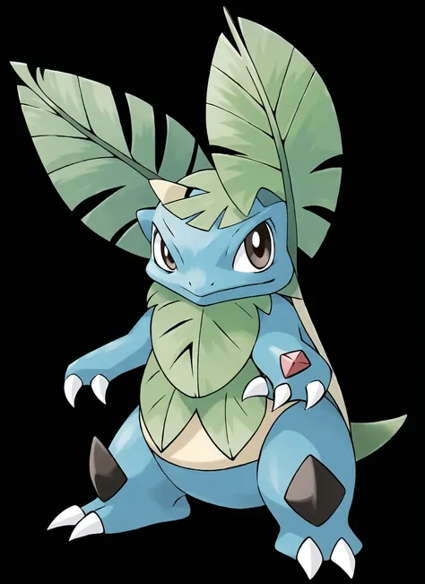 sugimori ken \(style\), pokemon \(creature\), (venusaur), cobalion, solo, looking at viewer, simple background, brown eyes, closed mouth, standing, full body,no humans, claws, white background, blue body, <lora:pokemon_v3_offset:1>