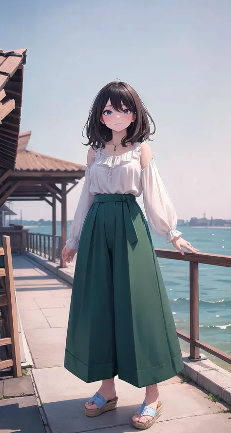 ((masterpiece,intricate details)),1girl,mature female,:3
BREAK
(Flowy_blouse:1.5),(Wide-leg_pants:1.4),(Espadrille_wedges:1.3),(Seaside_pier_background:1.4)
BREAK
, An_outdoor_garden_on_the_roof_of_a_building,,((portrait)),from below:1.1,depth of field,looking at viewer