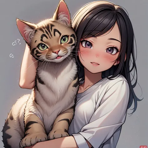 masterpiece, best quality, high resolution, dark dynamic lighting, emoji, cat, cartoon, blushing, cat, simple background,
