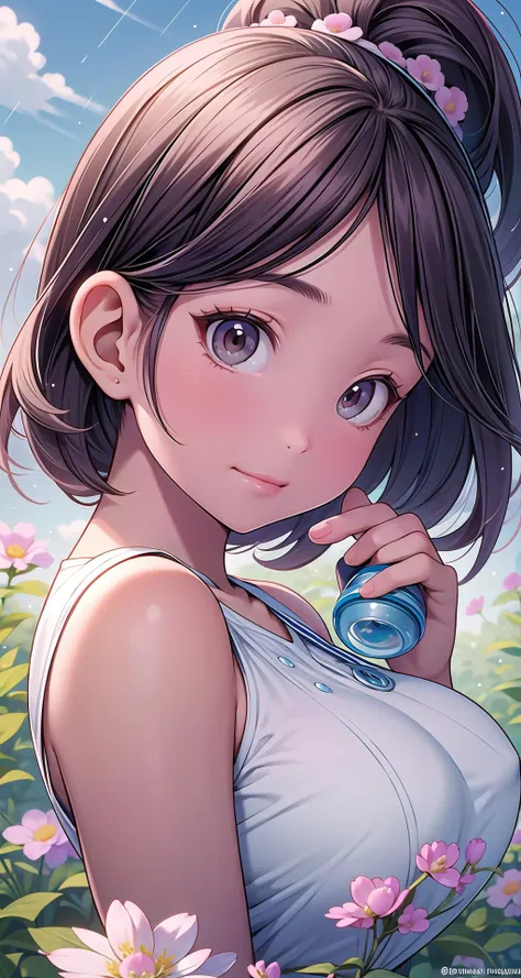 (masterpiece),(intricate details),1girl,mature female,huge breasts:1.49,benevolent _face,brown eyes
BREAK
}
((standing on the A vibrant flower market bursts with a kaleidoscope of colors, as countless blooms fill the air with their intoxicating scents, inviting visitors to revel in nature's beauty.)),((upper body,portrait)),from below:1.1
BREAK
day,sun,raining,rainbow,((cumulonimbus)),,depth of field,looking at viewer