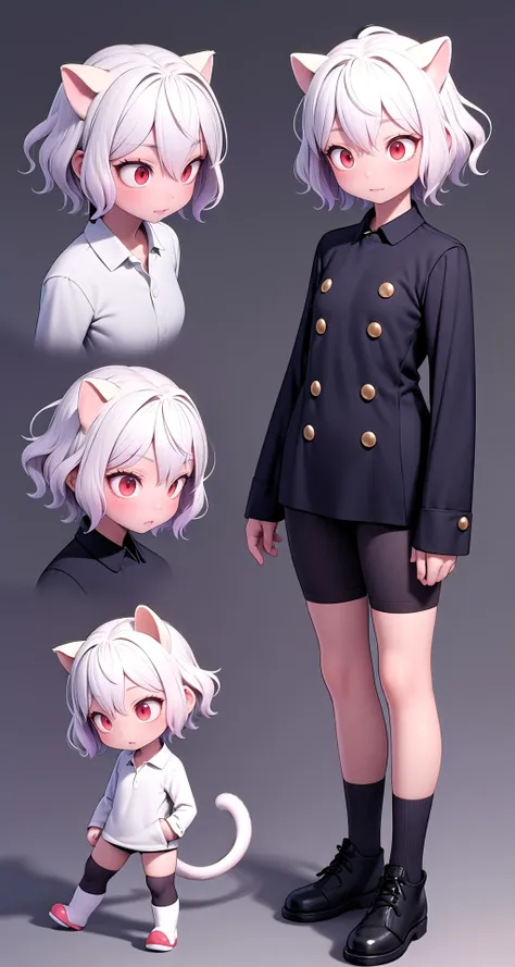 (masterpiece),(intricate details),1girl,mature female,
BREAK 
neferpitou, <lora:neferpitou:1>, neferpitou, short hair, (red eyes:1.5), long sleeves, animal ears, tail, white hair, shorts, cat ears, cat tail, curly hair|,chibi,
<lora:3dcharacter-000004:0.6:MIDD>, 3dcharacter, 
BREAK 
(full body:1.2),simple background, (random gradient background:1.1)