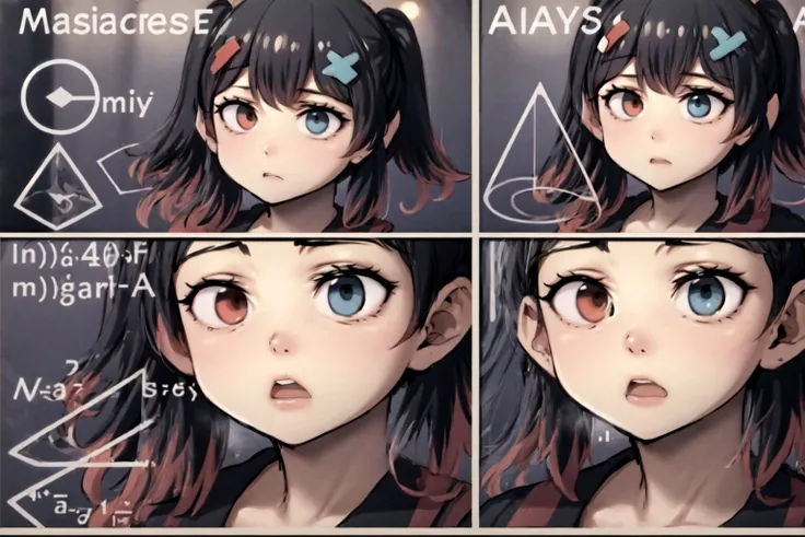 (masterpiece, best quality:1.3), <lora:MathLadyMeme:1.0>, MathLadyMeme, text, english text, <lora:Switchchan:0.7>, Switchchan , emotions, shocked,